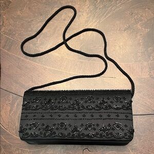 Elegant Black Beaded Women's Bag